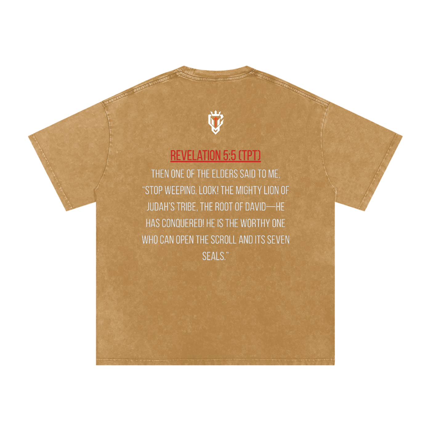 Revelation 5:5 Lion of Judah T-Shirt Tan | Christian Streetwear Shirt