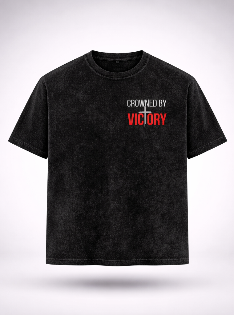 Black t-shirt with motivational text on a white background