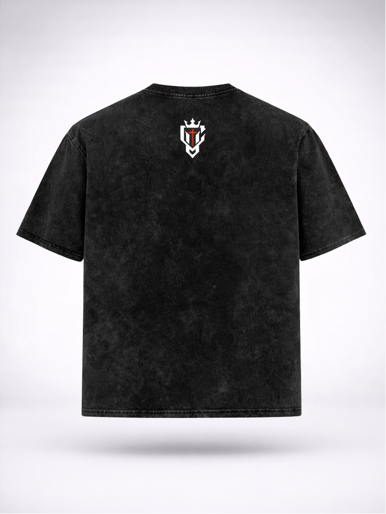 Black t-shirt with 'BIG JESUS ENERGY' text on front and logo on back