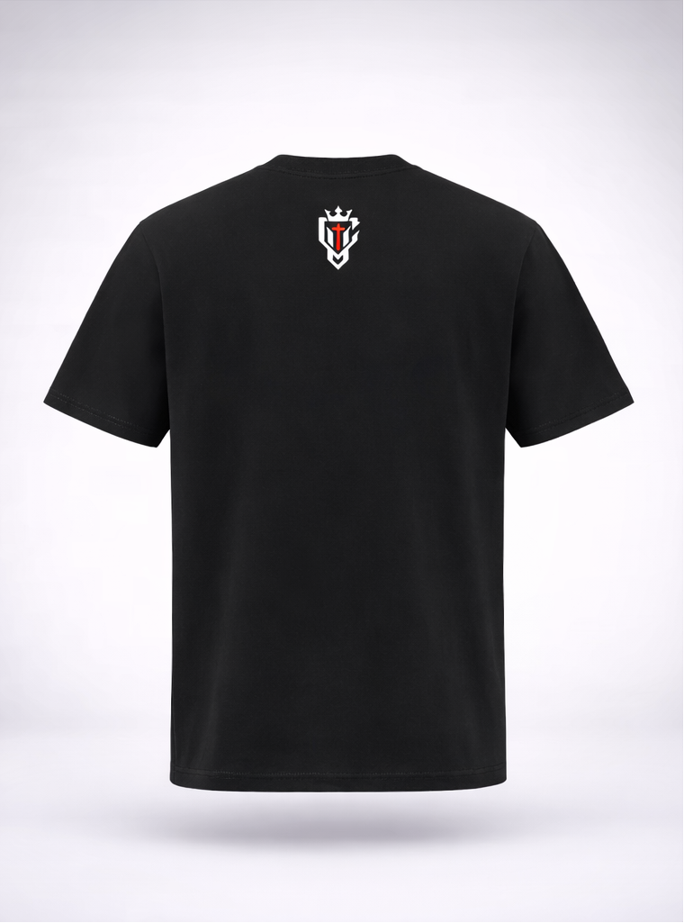 Black t-shirt with 'Faith Over Fear' text and Isaiah 41:10 quote on a white background