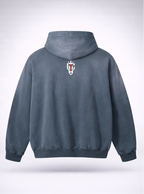 Gray hoodie with 'FAITH' text and design on front and back, on a light gray background