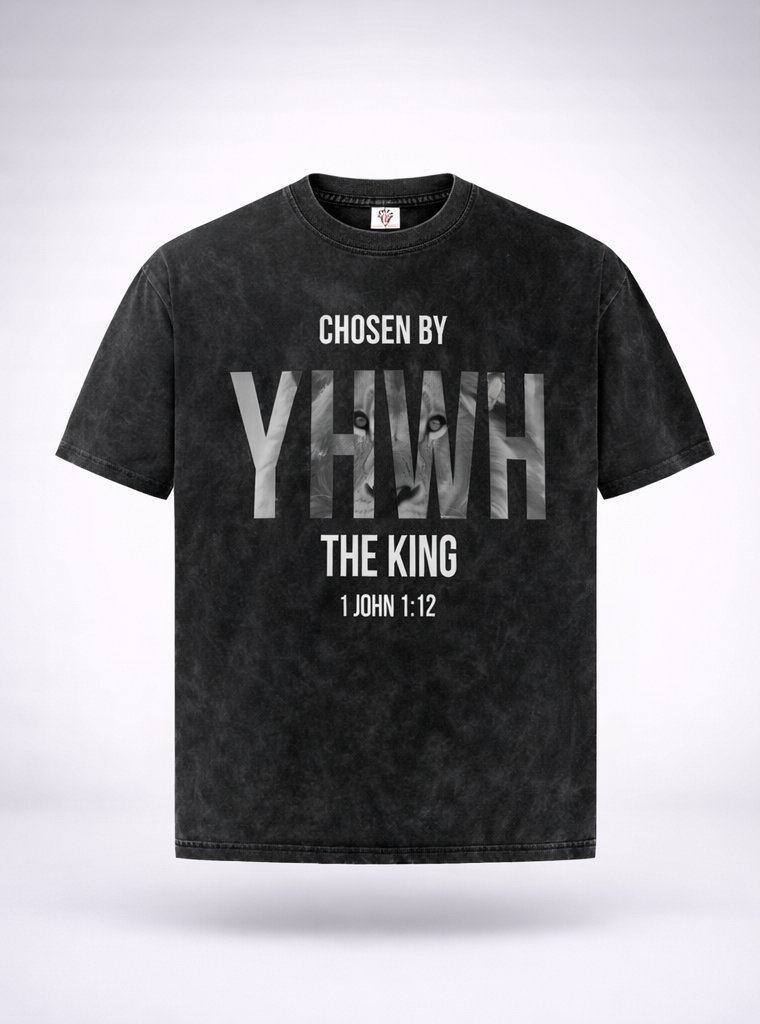 Black t-shirt with text and logo on a white background