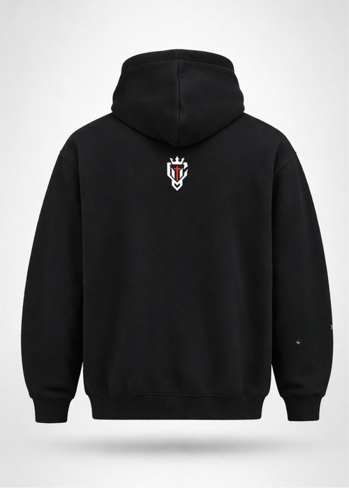 Black hoodie with 'BIG JESUS ENERGY' text on front and logo on back, on a white background